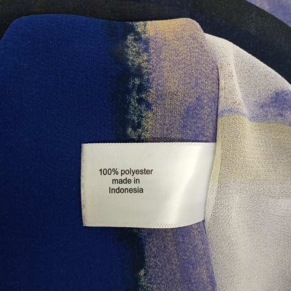 26/28 Plus Size Lane bryant blue black abstract sheer see through batwing top - Picture 8 of 10